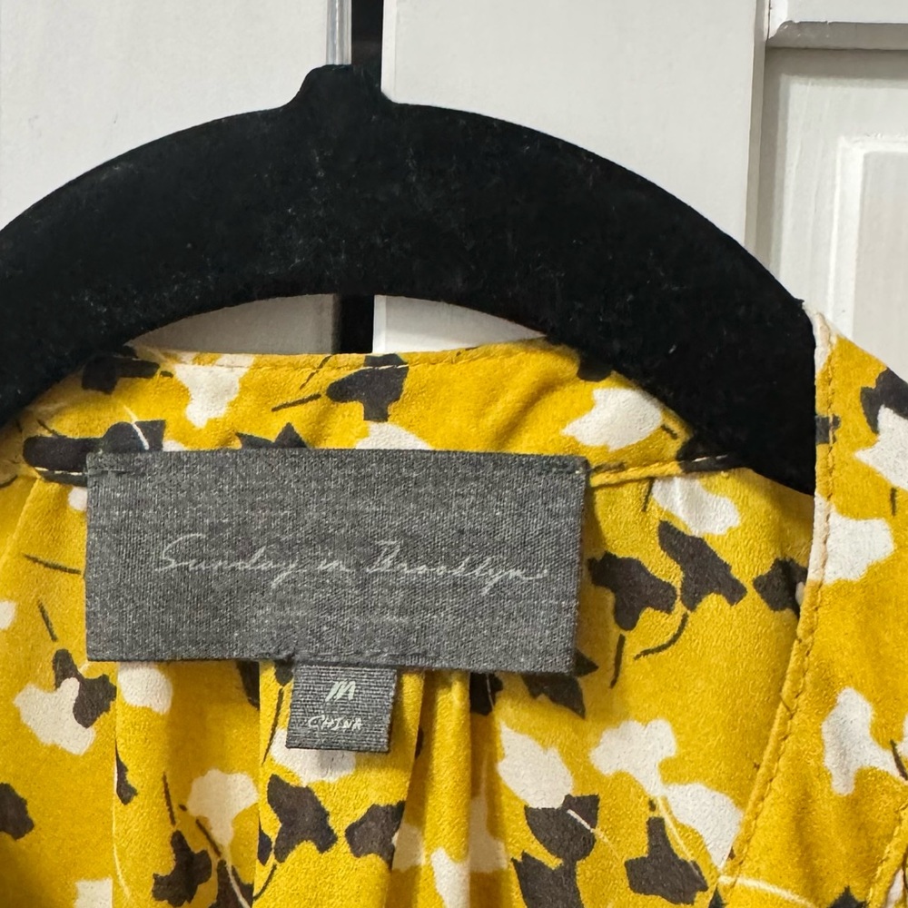 Anthropologie Sunday in Brooklyn Yellow Floral Sleeveless Top Medium - Picture 4 of 8